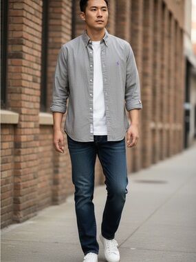 Ralph Lauren Gray Shirt with Purple Emblem